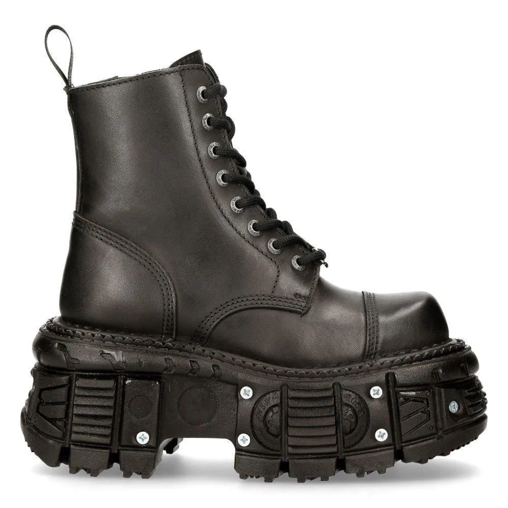 Boots | New Rock Unisex Leather Combat Platform Boots- TANK083-C1 | New Rock