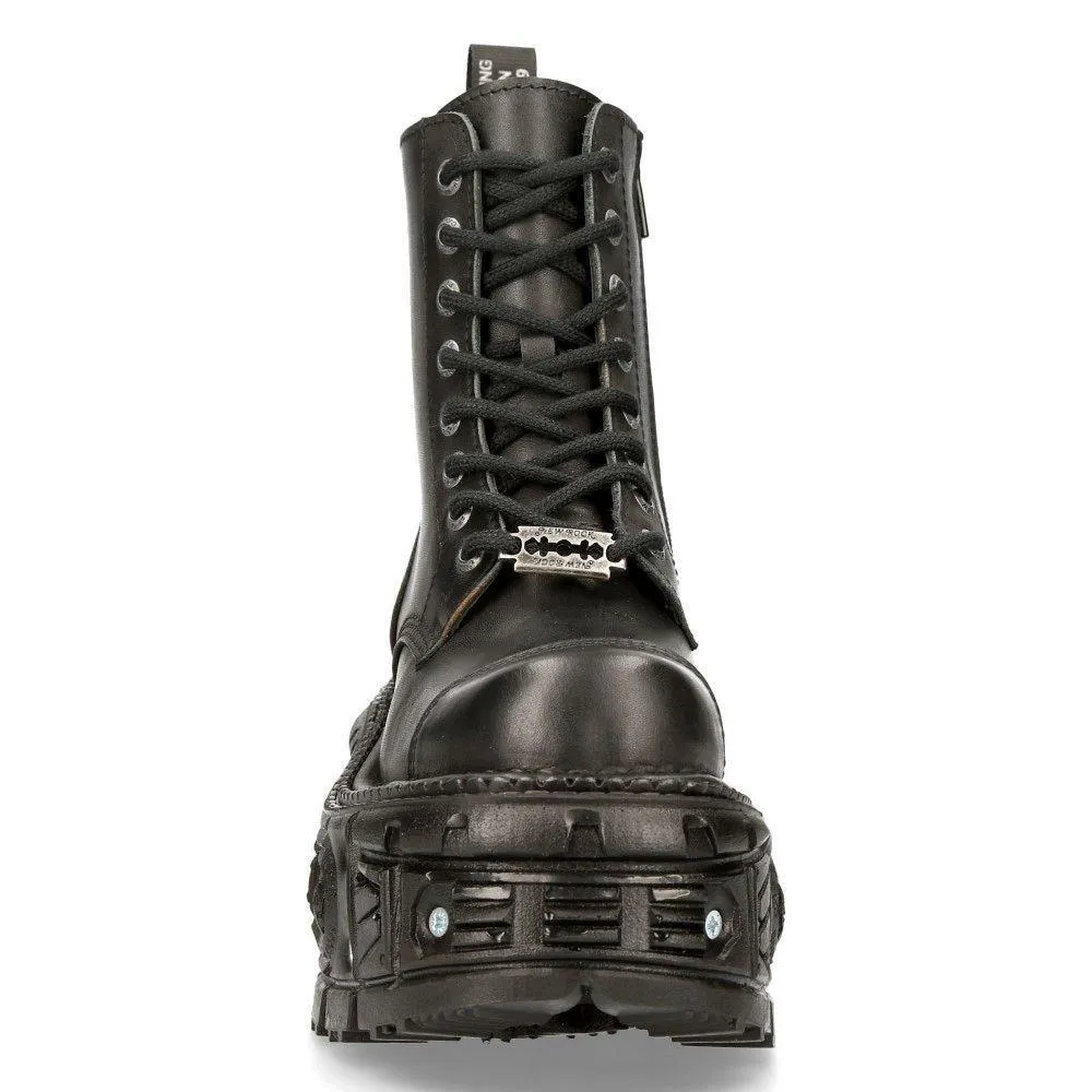Boots | New Rock Unisex Leather Combat Platform Boots- TANK083-C1 | New Rock