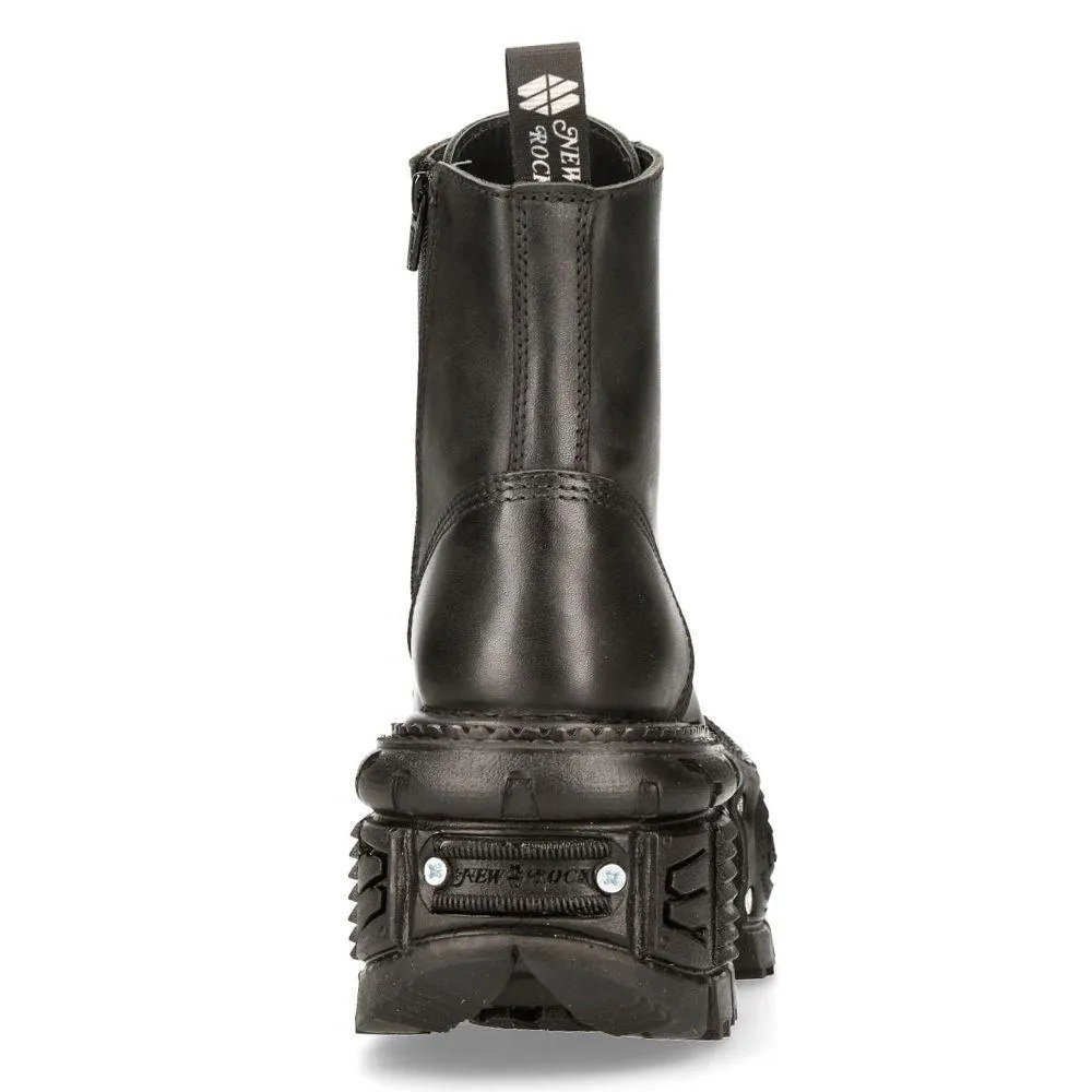 Boots | New Rock Unisex Leather Combat Platform Boots- TANK083-C1 | New Rock